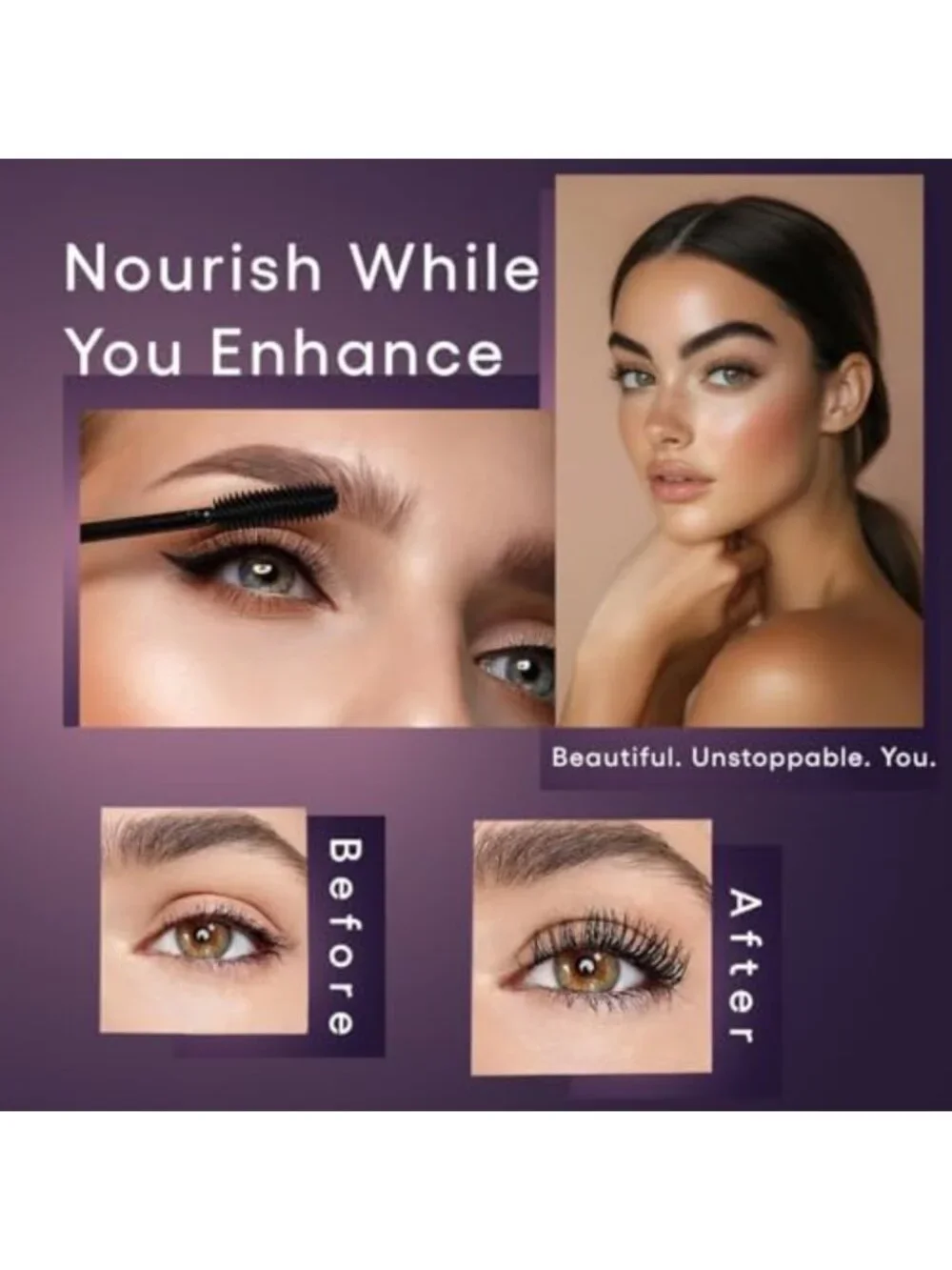 3-Pack Waterproof Mascara Set - Volume & Lengthening, Smudge-Proof, Clump-Free